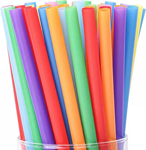 Miniatura 12 de Tomnk Paquete de 120 pajitas para batidos, pajitas de 10.3 pulgadas desechables, pajitas de plástico para batidos en varios colores brillantes