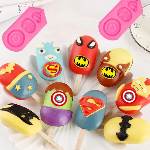 Miniatura 6 de Molde de silicona de superhéroe, 2 moldes para fondant, moldes de caramelo y chocolate