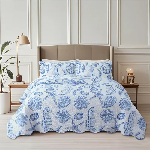 Miniatura 43 de Marina Decoration Juego de colcha de verano de 2 piezas con estampado de Pinsonic en relieve, ultra suave, con 1 funda acolchada, patrón de mandala