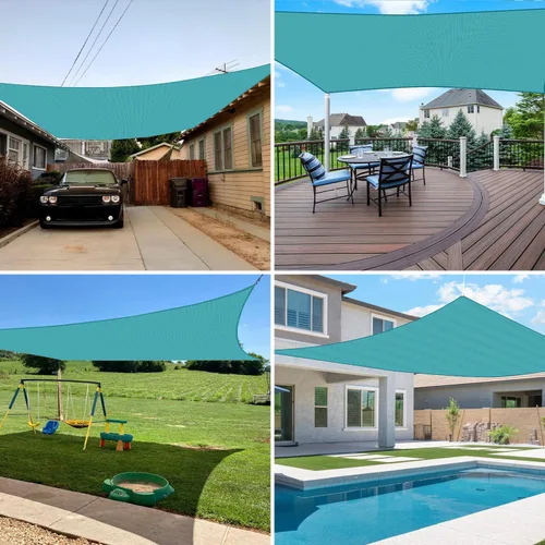 Miniatura 2 de E&K Sunrise - Toldo para exteriores, tipo vela, sombra, protección para rayos UV, poliuretano, Turquesa Verde