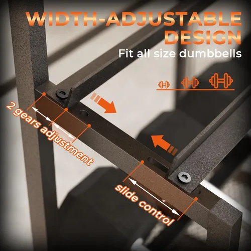Miniatura 2 de Estante para Mancuernas de 600 LBS Soporte de Peso - Bonvork Estante de Peso Ajustable para Mancuernas, Estante de Almacenamiento de Gimnasio