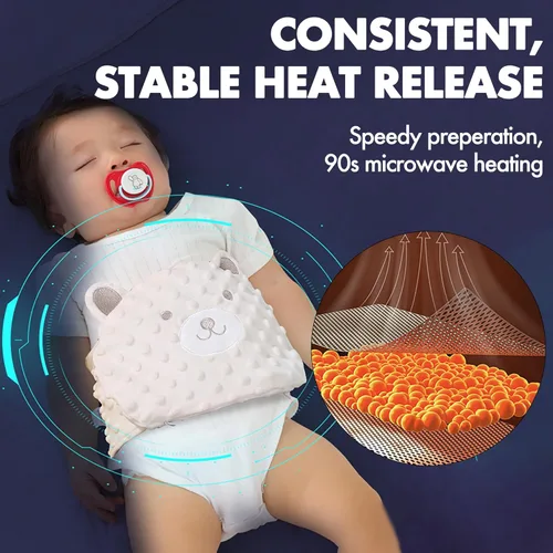 Miniatura 3 de Almohadilla térmica de semillas para alivio de cólicos para bebés con suave calor para aliviar los gases y malestar estomacal (beige, 0.0 ft+)