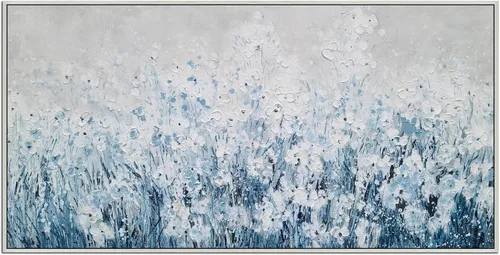 Miniatura 12 de Yihui Arts Pintura al óleo pintada a mano con flores texturizadas sobre lienzo, arte de pared floral blanco abstracto colorido para sala de estar