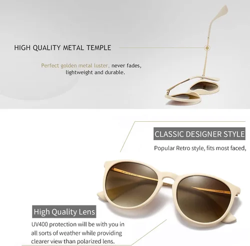 Miniatura 3 de SUNGAIT Gafas de sol redondas vintage para mujeres y hombres, estilo clásico retro