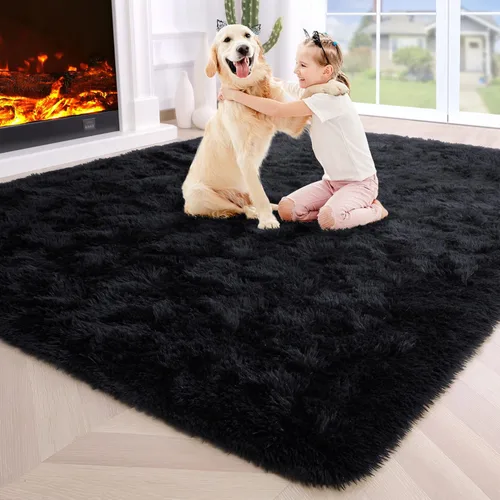 Miniatura 30 de Noahas - Alfombras mullidas de 4 x 6 pies para dormitorio y sala de estar, alfombra gruesa y peluda de color gris, alfombra de suelo antideslizante