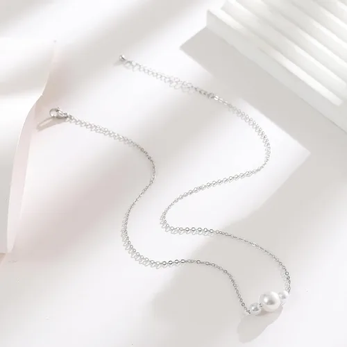 Miniatura 5 de Collner Delicado collar de perlas chapado en oro de 14 quilates, bonito collar de perlas individuales elegante gargantilla de perlas pequeñas