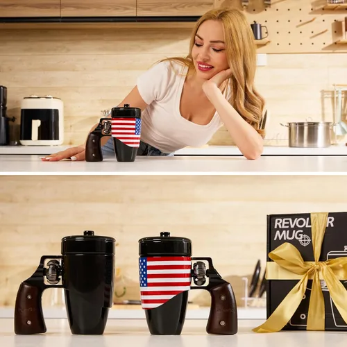Miniatura 6 de Taza de pistola Pukomc, taza de café de cerámica, regalos del día del padre para papá, regalos de cumpleaños para hombres y mujeres, taza de café
