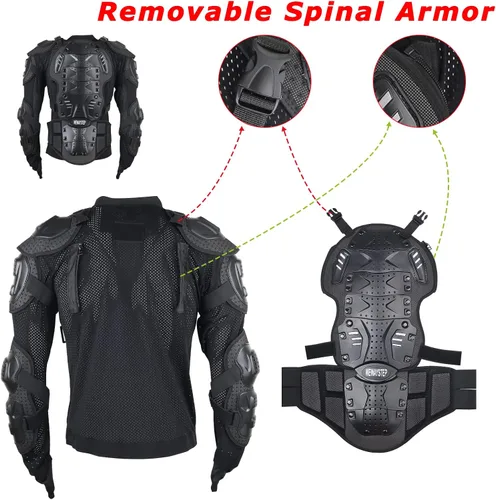 Miniatura 2 de Chaqueta protectora para motocicleta, armadura de cuerpo completo, protección para pecho y columna vertebral, equipo para bicicleta de tierra