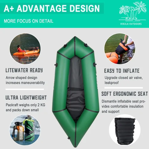Miniatura 3 de Inflatable Lightweight TPU PackRaft Eco-Friendly White Water Rafting Micro Inflatable Kayak Canoe Carry Bag Included
