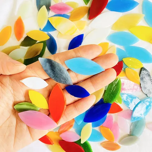 Miniatura 3 de 120 azulejos de mosaico de pétalos para manualidades, pétalos de vidrieras cortados a mano, piezas de flores de mosaico, kit de suministros
