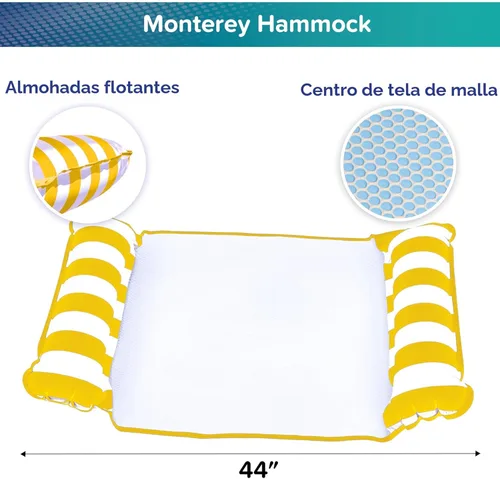 Miniatura 5 de Aqua Original Hamaca Flotante y Flotador para Piscina 4 en 1 Monterey y Hamaca de Agua – Multiusos, Flotadores Inflables para Piscina para Adultos