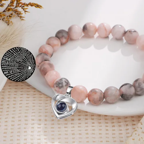 Miniatura 4 de JoycuFF Pulsera con texto en inglés "I Love You" en 100 idiomas, regalos únicos para hija, nieta, novia, hermana, aniversario significativo
