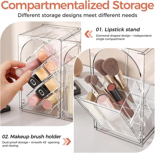 Miniatura 5 de INVSSENE Organizador de maquillaje apilable, almacenamiento de perfume para cuidado de la piel, lápiz labial cosmético, máscara facial, paletas
