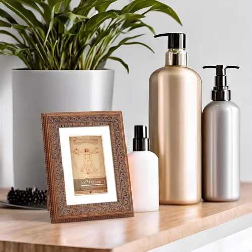Miniatura 2 de Paquete de 2 marcos de fotos clásicos adornados de bronce antiguo de 5 x 7 pulgadas, con paspartú de 3.5 x 5.5 pulgadas, pantalla de mesa o pared