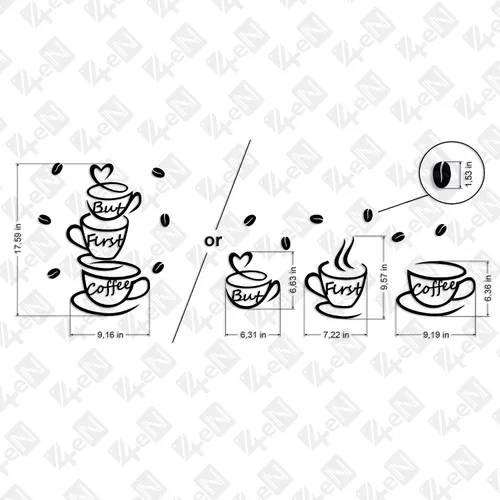 Miniatura 6 de 4eN Letrero de pared con texto en inglés «But First Coffee» – Decoración moderna de madera MDF para cocina y cafetería – Elegante decoración