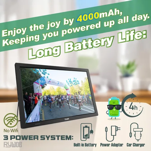 Miniatura 2 de TV digital portátil de 15.6 pulgadas, batería recargable de 4000 mAh para cortes de energía, tarjeta ATSC/HDMI/SD/entrada USB/AV, cargador de coche
