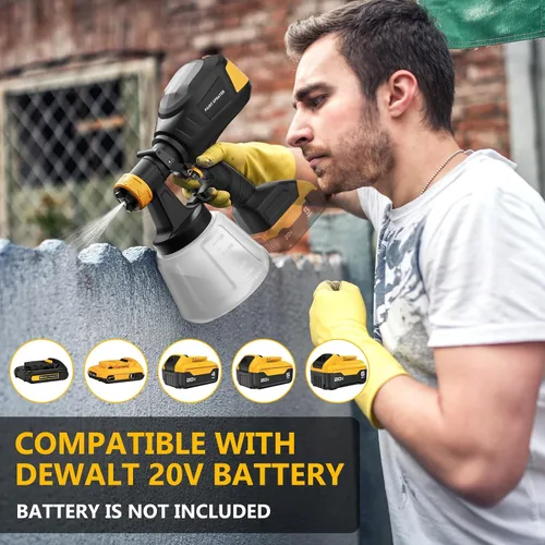 Miniatura 6 de Pulverizador de pintura inalámbrico sin escobillas para batería Dewalt de 20 V, 4 boquillas, viscosidad de 150 Din/s, caudal de 33.8 fl oz/min