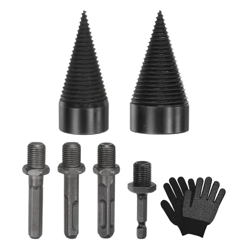Miniatura 25 de M METERXITY Paquete de 1 broca divisora de madera de 1.260 in + 4 asas (cuadrada+redonda+vástago hexagonal+hexagonal pequeño) broca divisor de leña