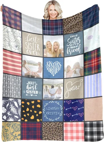 Miniatura 46 de Manta personalizada con fotos y texto para mamá, papá, bebé, familia, amigos, manta personalizada para cumpleaños, Navidad, para mujeres, hermana