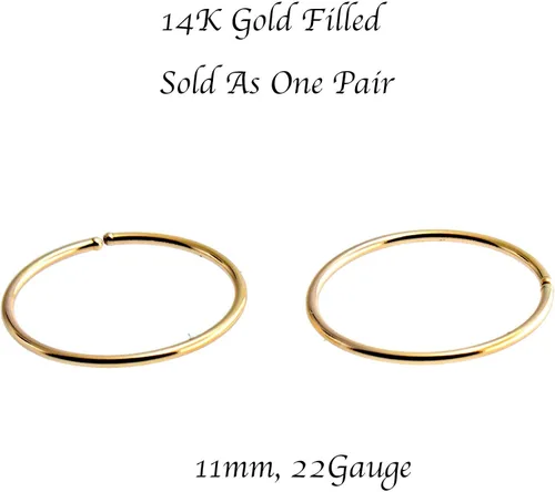 Miniatura 77 de Aretes de aro dorados y plateados para cartílago, nariz, tabique, oreja, hélix, tragus, joyería para mujer, hipoalergénicos, pequeños aros