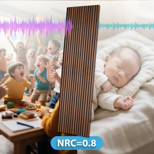 Miniatura 3 de Art3d Paquete de 2 paneles acústicos de listones de madera de 94.5 x 24 pulgadas para pared y techo - 31 pies cuadrados Panel acústico 3D estriado