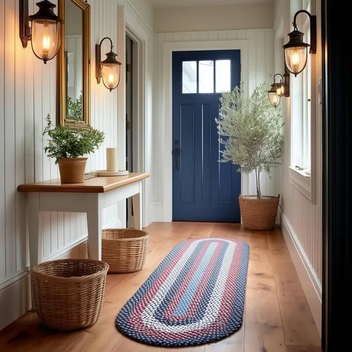 Miniatura 84 de Super Area Rugs Alfombra trenzada azul de 7 x 9 pulgadas, alfombra tejida ovalada para sala de estar, alfombra trenzada de granja, alfombra
