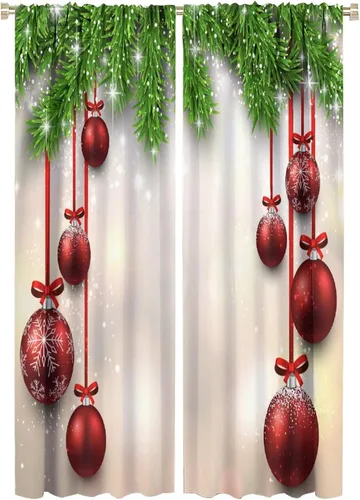 Miniatura 22 de Cortina opaca de Navidad para ventana, campanas de Navidad, festivales, decoración de atmósfera, cortina para sala de estar, habitación