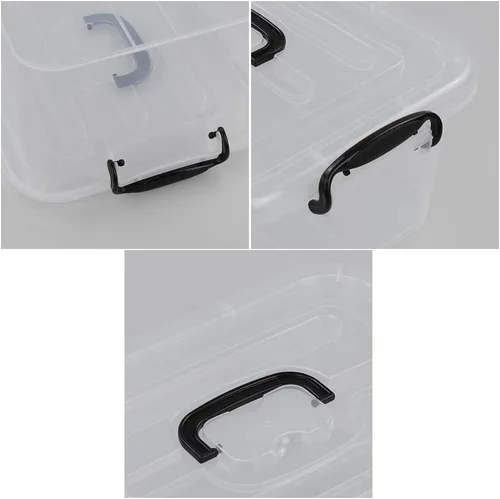 Miniatura 2 de Caja de almacenamiento de plástico de 8 litros, paquete de 2 contenedores de almacenamiento transparentes con asas