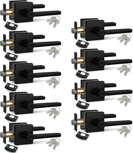 Miniatura 10 de NEWBANG Palanca de puerta de cama/baño para privacidad Baño e interior Manija de cerradura de puerta en negro mate envejecido, HD1601-DB-BK-1P