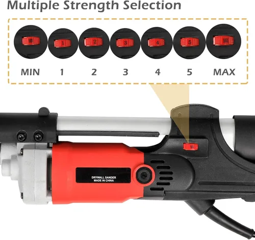 Miniatura 2 de Lijadora eléctrica comercial de 800 W con 6 discos de lijado de velocidad variable ajustable de 1000-2000 RPM con mango extensible