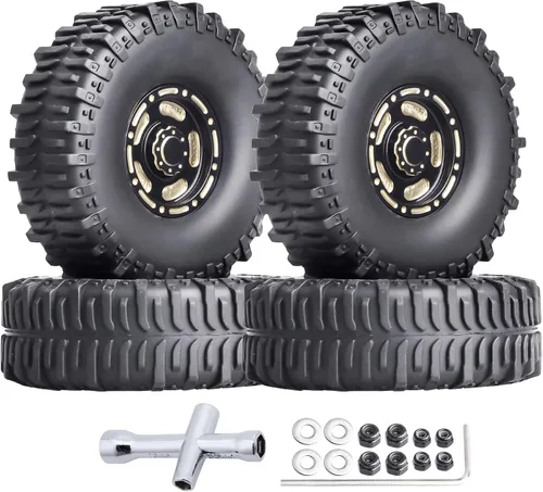 Miniatura 9 de HobbyPark Ruedas y neumáticos Beadlock de latón 1.0 para piezas de actualización TRX4M 1/18 SCX24 1/24 RC 1/18, juego de 4 (tipo A)