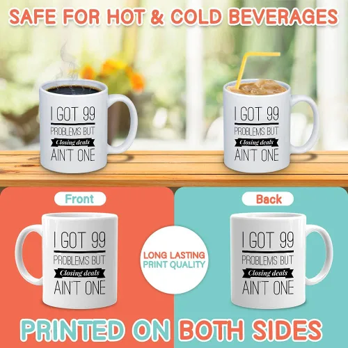 Miniatura 3 de Taza de café Realtors de 11 oz, color blanco, I Got 99 Problems Agente de Bienes Raíces Vendedor