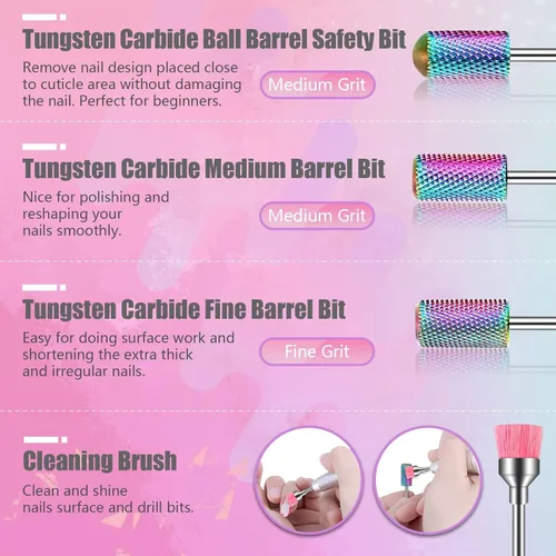 Miniatura 2 de Depvko Juego de 21 brocas para lima de uñas eléctrica, kit de brocas de cerámica y gel acrílico de 3/32 pulgadas, herramientas de arte de uñas