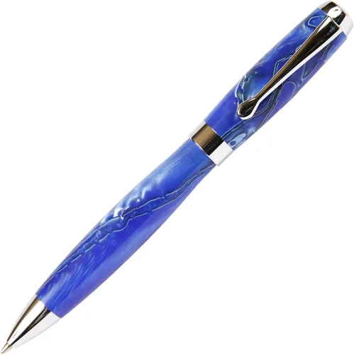 Miniatura 9 de Lanier Tuscany - Bolígrafo con cuerpo brillante marmoleado negro y perla con detalles cromados, acción de giro y recambio de estilo Parker de 0.028