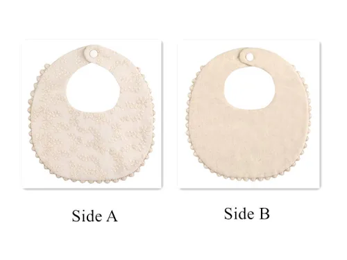 Miniatura 7 de Babero para niña, reversible, impermeable, hecho a mano, de algodón natural, babero, 0-12 meses, paquete de 2 (color blanco roto, 0-12 meses)
