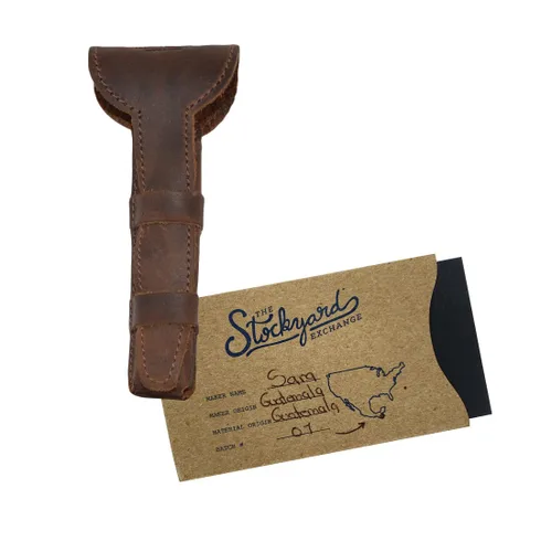 Miniatura 5 de Hide & Drink, Funda protectora de cuero para maquinilla de afeitar de doble filo, bolsa de viaje para afeitar, hecha a mano (marrón borbon)