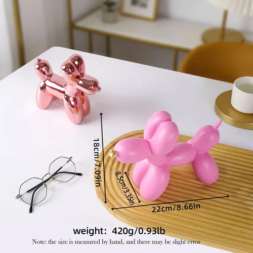 Miniatura 5 de Notakia Estatua creativa de globo rosa para perro, manualidades, decoración de sala de estar, decoración de escritorio, estatua de animal moderna