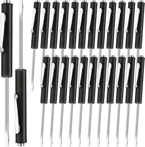 Miniatura 28 de Honoson 10 Piezas de Destornillador de Bolsillo Mini con Puntas y Clips de Bolsillo Magnéticos, Ranurados, Pequeños con Hoja de Cuchilla Única
