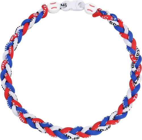 Miniatura 25 de Collar de béisbol de 18 pulgadas, regalos de goteo de béisbol, collares deportivos de tres trenzas, collares de titanio Tornado de cuerda deportiva