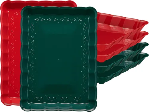 Miniatura 13 de Plasticpro - Bandejas de plástico para servir, rectangulares, 9 x 13 pulgadas, plato desechable para fiesta, incluye 4 bandejas Transparente