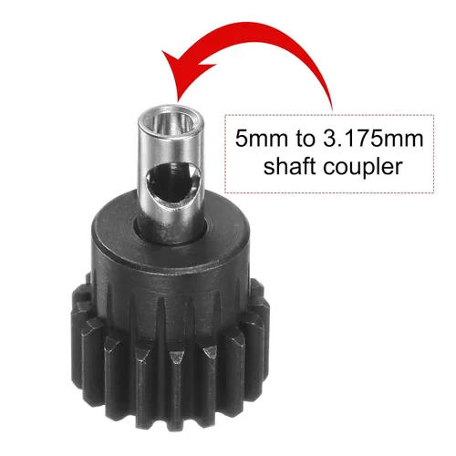 Miniatura 3 de uxcell Juego de engranajes de piñón 32P eje de 0.197 in 19T 20T 21T 22T engranajes de motor engranajes de piñón de acero endurecido con acoplador