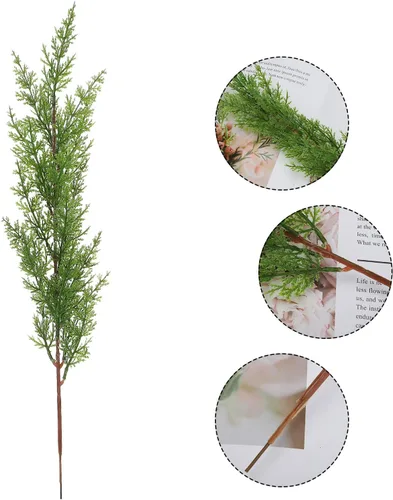 Miniatura 4 de 3 ramas de ciprés artificiales, 20.5 pulgadas, púas de pino de imitación de tallo largo, ramas de cedro, guirnalda de ramas de hoja perenne