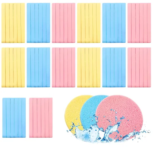 Miniatura 8 de 120 esponjas faciales comprimidas, esponja profesional para eliminación de maquillaje, esponja de limpieza facial redonda para spa, exfoliante