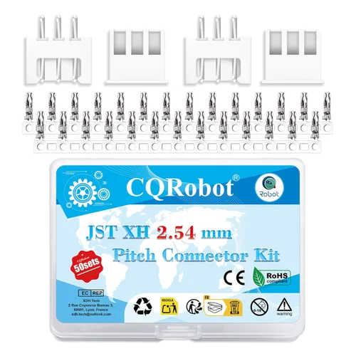Miniatura 38 de CQRobot JST EL 4.5 mm de paso 2 pines conector electrónico IC macho, enchufes hembra carcasa y kit de terminales de crimpado en T macho/hembra. 50