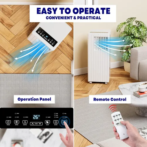 Miniatura 3 de Jojoka Aire acondicionado portátil con control remoto, acondicionador portátil de 8000 BTU para habitación, dormitorio, oficina con unidad de CA