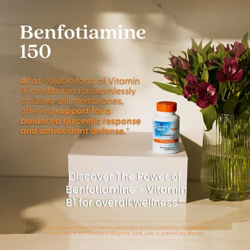 Miniatura 8 de Doctor's Best Benfotiamine 150 con BenfoPure, ayuda a mantener el metabolismo de la glucosa, sin OGM, vegano, sin gluten, sin soja, 150 mg, 360