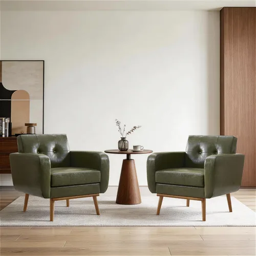 Miniatura 10 de HUIMO Leather Accent Chair, Button Tufted Living Room Chairs Easy to Install, Upholstered Arm Chair for Living Room Bedroom Study Office