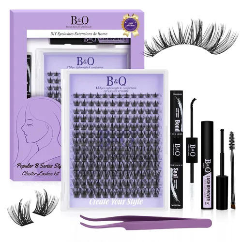 Miniatura 31 de B&Qaugen Racimos de Pestañas 156PCS Kit de Racimos de Pestañas B01+B02+B19 Kit de Extensión de Pestañas DIY Kit de Extensión de Pestañas 8-18mm