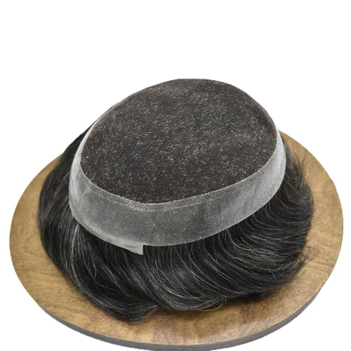Miniatura 284 de Sistema de reemplazo de cabello de encaje francés para hombre, piezas de cabello de aspecto natural, encaje frontal, negro, marrón, rubio, gris