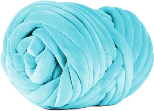 2.2 libras de hilo voluminoso de terciopelo súper suave para tejer a mano, almohadas, bolsos, bricolaje, azul ártico, 36 yardas, hilo de tejer brazo